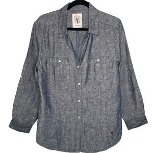 Women's Blue Button-Up Shirt